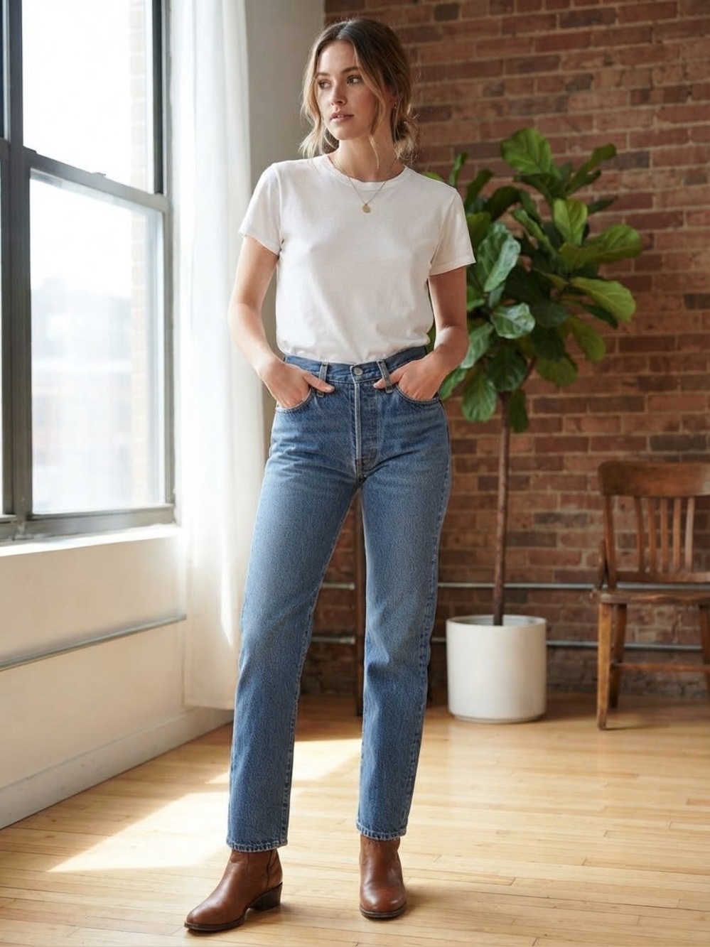 136. Levi’s 501 Original Fit
High-Rise Straight Leg
Medium Wash Jeans W24
L30